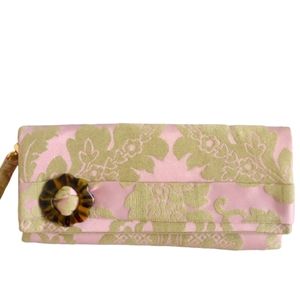Wristlet Fabric MadieDeluxe Clutch Bag Damask Pink Tan